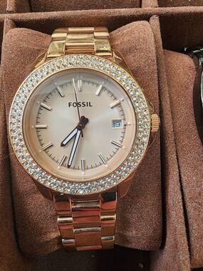 Fossil Rose Gold Crystal Bezel Women's Watch